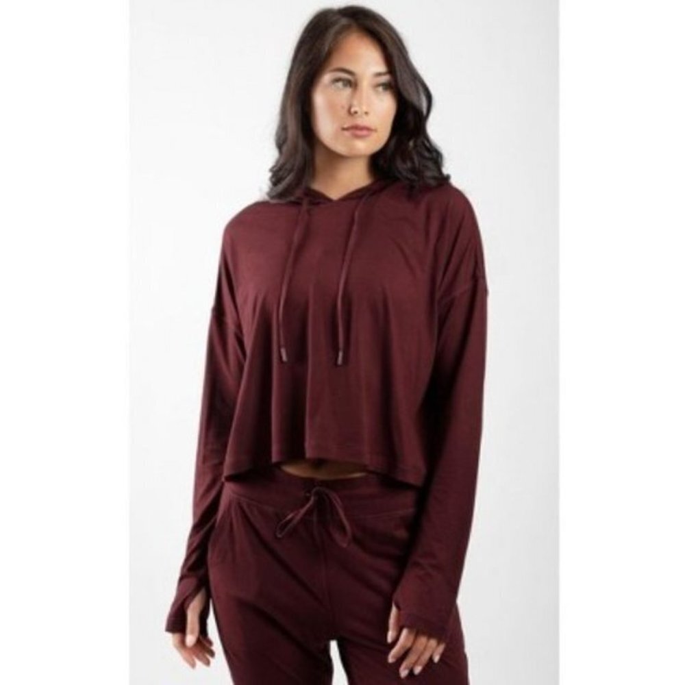 Chaser Waffle Knit Thermal Thumbhole Drop Shoulder‎ Kanga Pocket Pullover Hoodie